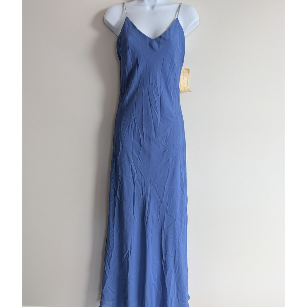 Vintage Dave & Johnny Formal Dress Womens 9/10 Purple Open Back Diamonte Straps